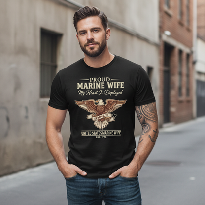 United States Marine Corps Wife Shirt - Semper Fi Eagle Graphic Tee
