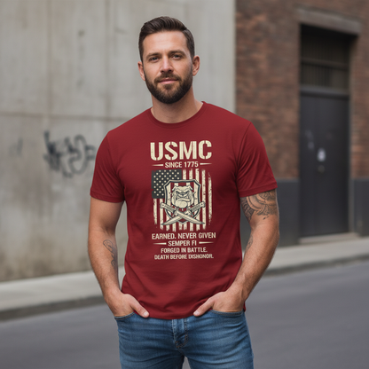 USMC "Death Before Dishonor" Bulldog Flag Tee