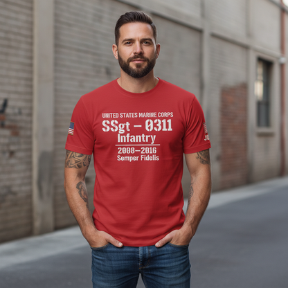 "Semper Fidelis" USMC SSgt 0311 Infantry Custom Combat Veteran Tee