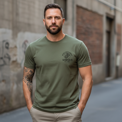 USMC "Semper Fi" Est. 1775 Pocket Logo Graphic Tee
