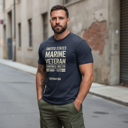 U.S. Marine Veteran T-Shirt - Vietnam Era 1968-1972 - Semper Fidelis Navy Tee