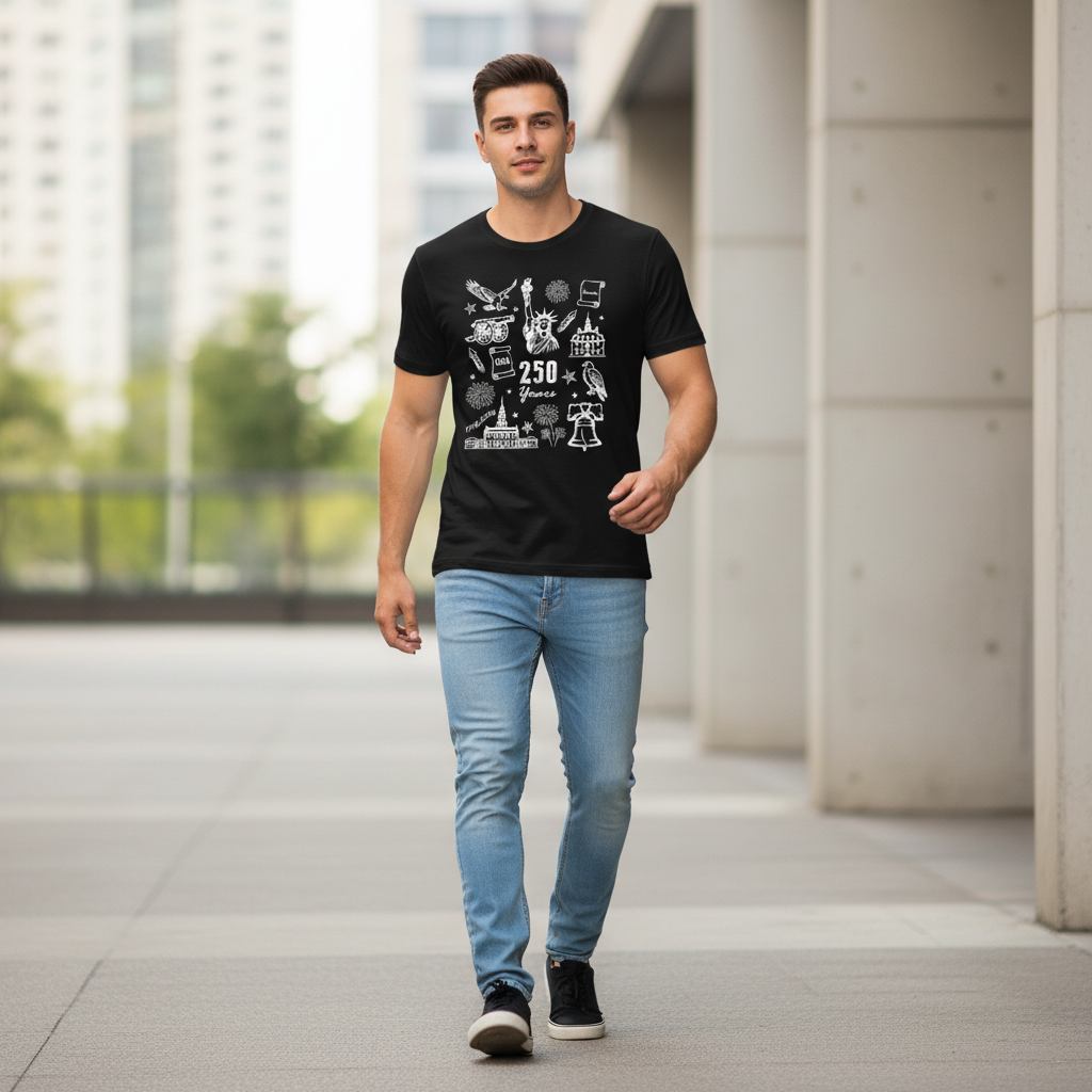 America 250 – Liberty Icons Collage T-Shirt