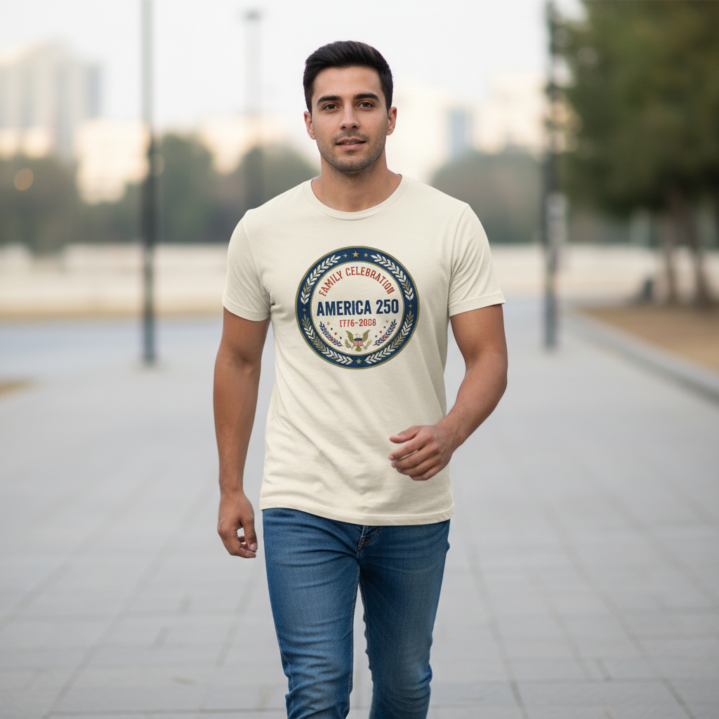 Family Celebration Emblem – America 250 Honoring Family, Heritage & Freedom (1776–2026) T-Shirt