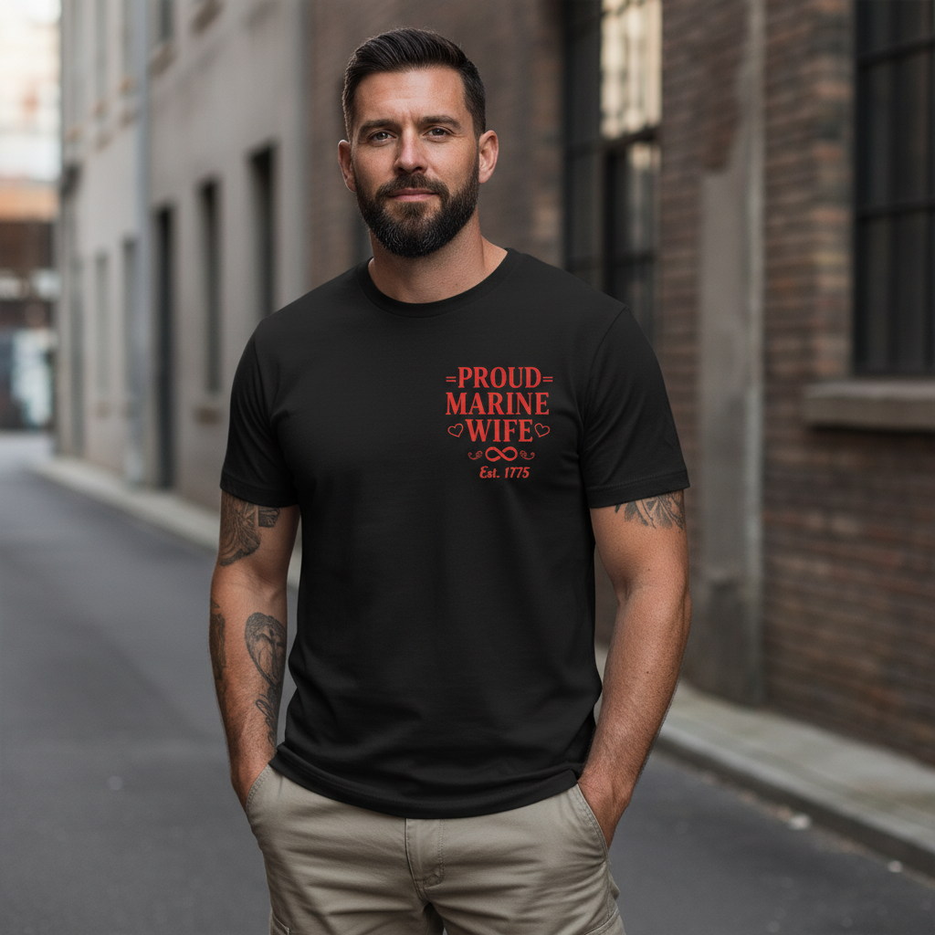 Proud Marine Wife "My Heart Is Deployed" Semper Fi Tee