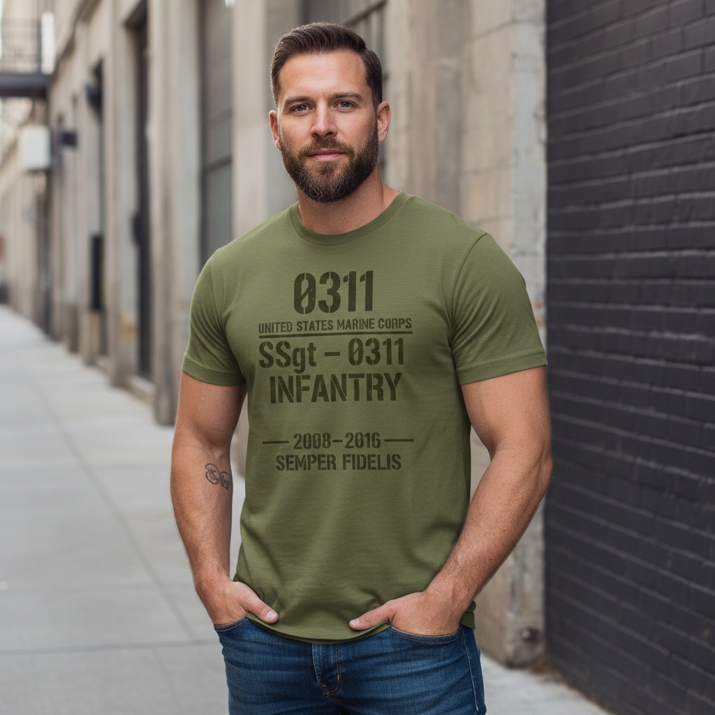 "Semper Fidelis" USMC 0311 Infantry SSgt Combat Veteran Tee