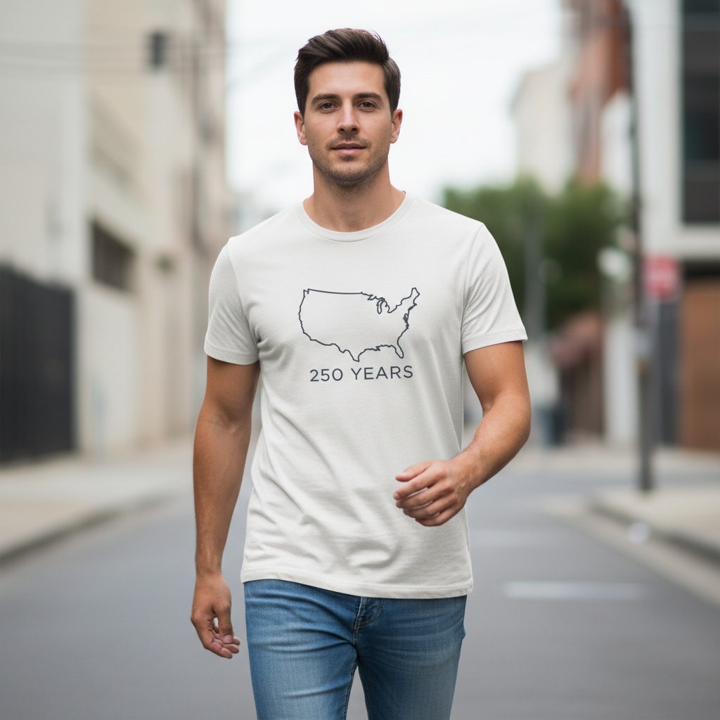 Minimalist Map — America 250 Heritage Tee