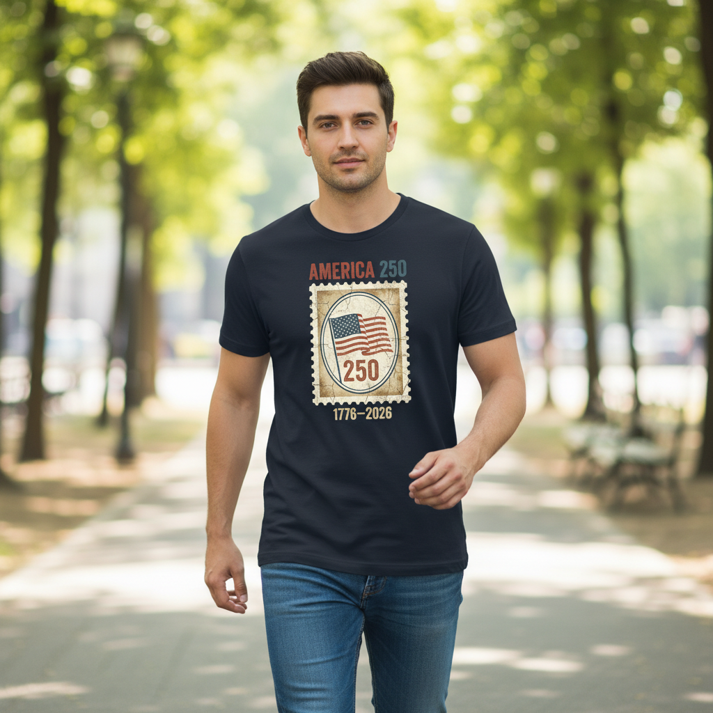 America 250 Commemorative Stamp Anniversary T-Shirt