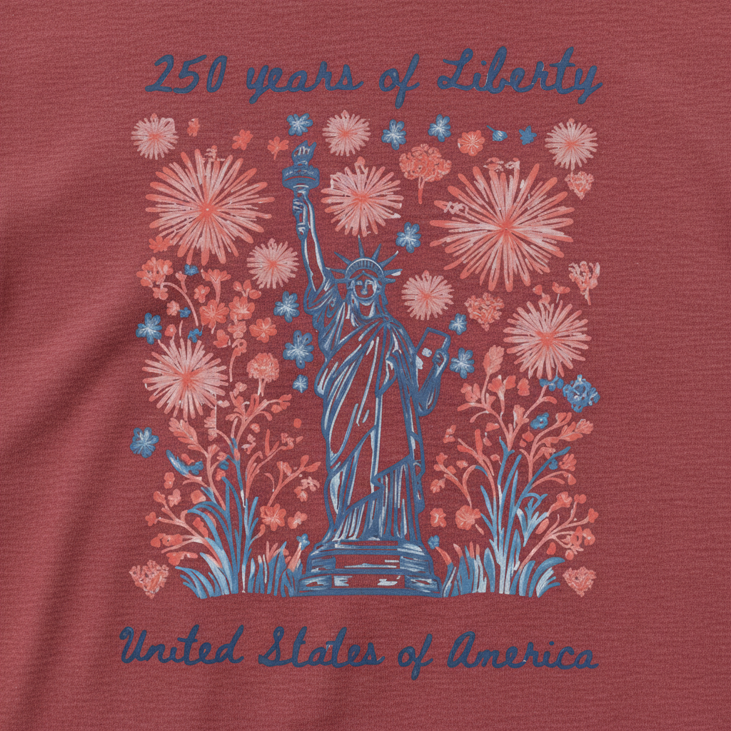 Statue of Liberty Fireworks – America 250 T-Shirt