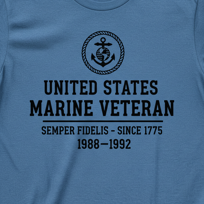 United States Marine Veteran T-Shirt - Semper Fidelis Since 1775 Tee