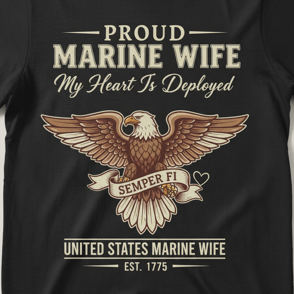 United States Marine Corps Wife Shirt - Semper Fi Eagle Graphic Tee