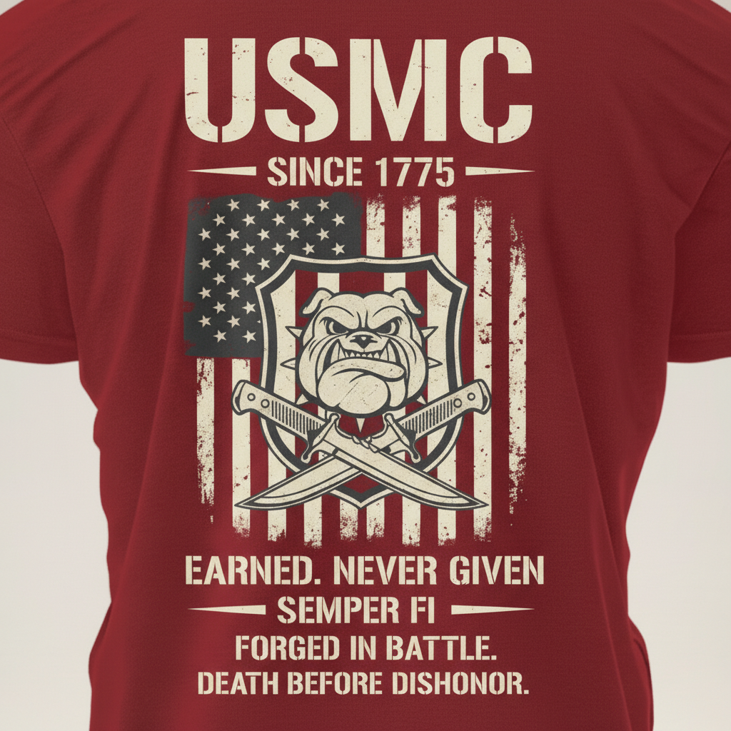 USMC "Death Before Dishonor" Bulldog Flag Tee