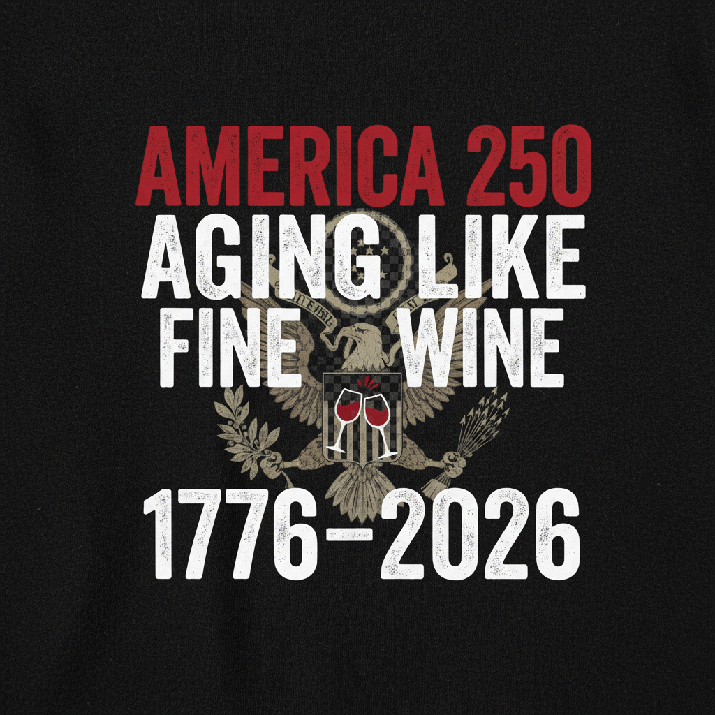America 250 Years Anniversary T-Shirt – Aging Like Fine Wine Patriotic Heritage Design Celebrating Freedom Since 1776 (1776–2026)