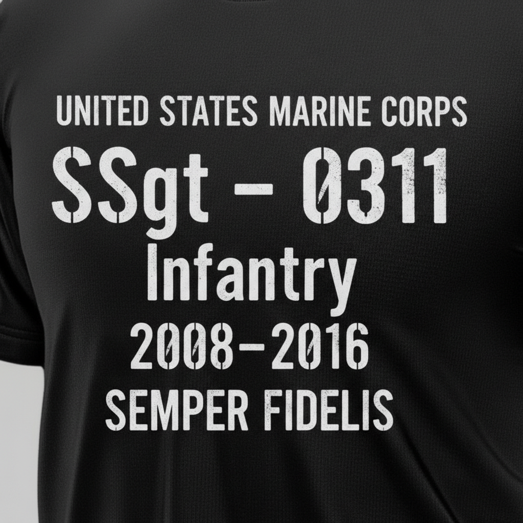 USMC "Semper Fidelis" SSgt 0311 Infantry OIF Veteran Tee