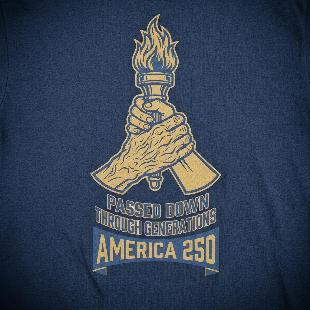 Passed Down Through Generations – America 250 Heritage Torch Commemorative Design T-Shirt