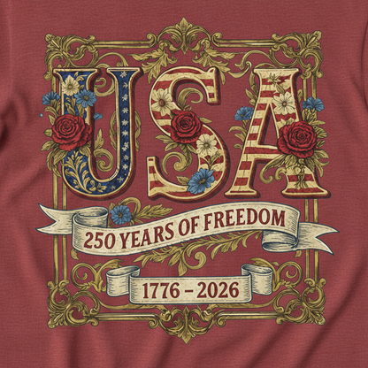 USA 250 – Floral Freedom Emblem T-Shirt