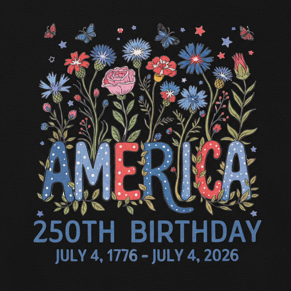 America 250 – Floral Birthday Celebration T-Shirt