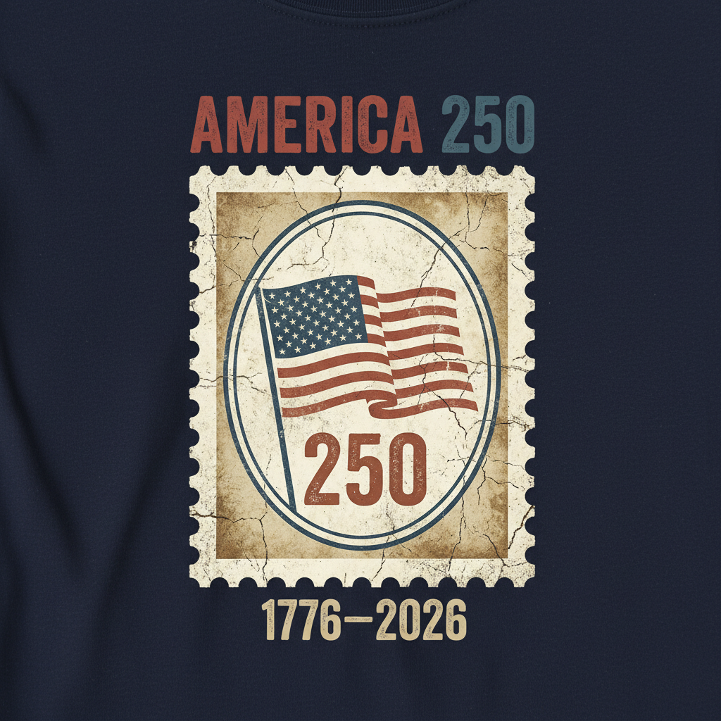 America 250 Commemorative Stamp Anniversary T-Shirt