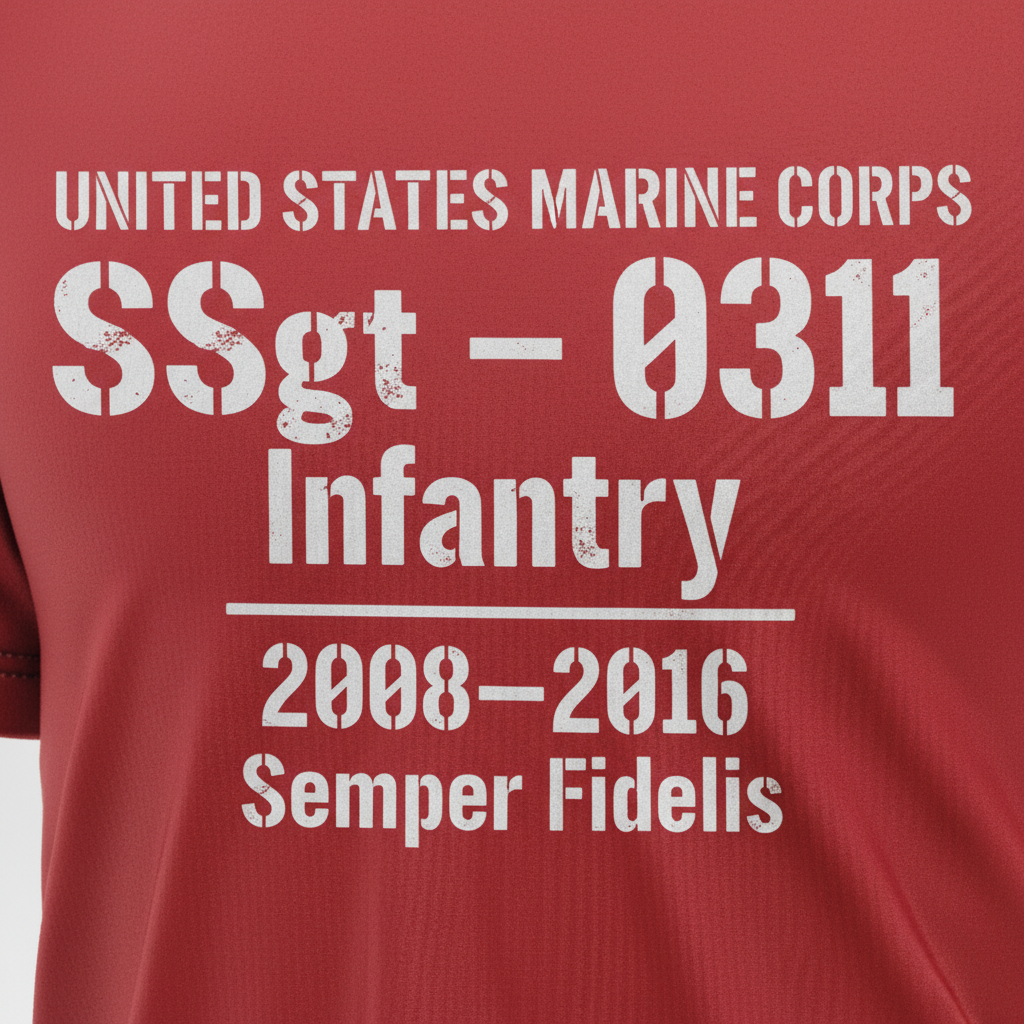 "Semper Fidelis" USMC SSgt 0311 Infantry Custom Combat Veteran Tee