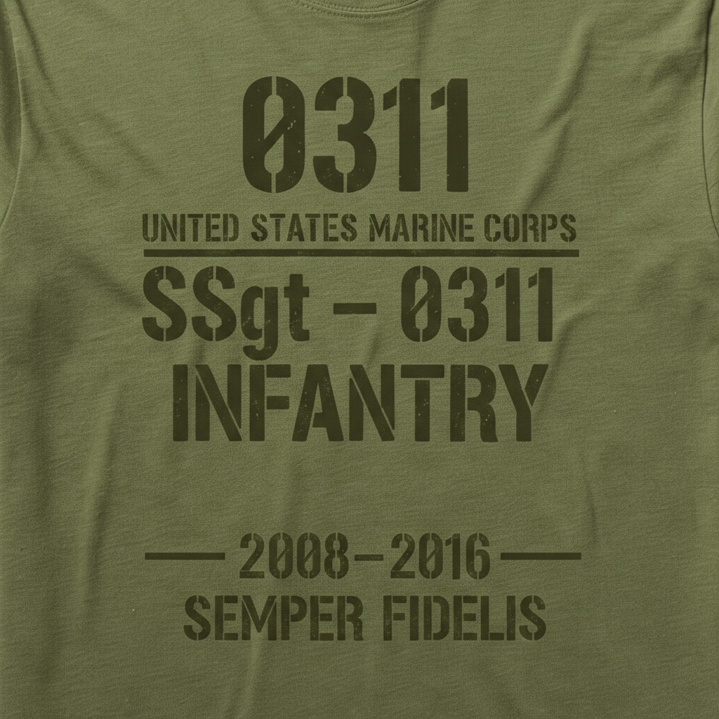 "Semper Fidelis" USMC 0311 Infantry SSgt Combat Veteran Tee