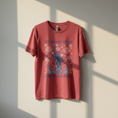 Statue of Liberty Fireworks – America 250 T-Shirt