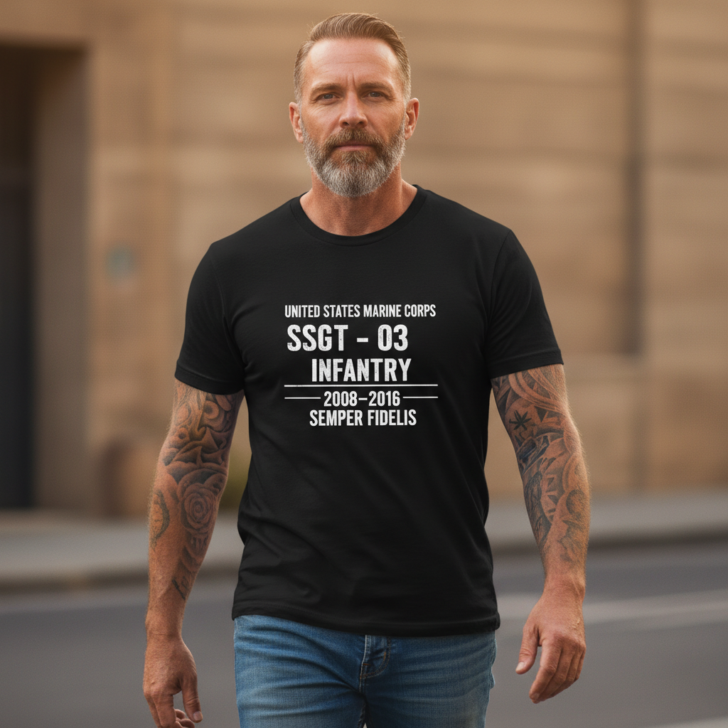 USMC "Semper Fidelis" SSgt 0311 Infantry Combat Veteran Tee