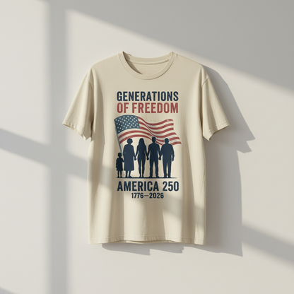 Generations of Freedom – America 250 Family Legacy T-Shirt (1776–2026)