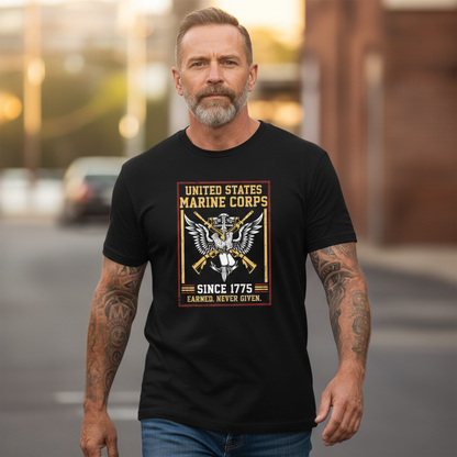 USMC "Earned Never Given" Since 1775 Vintage Graphic Tee