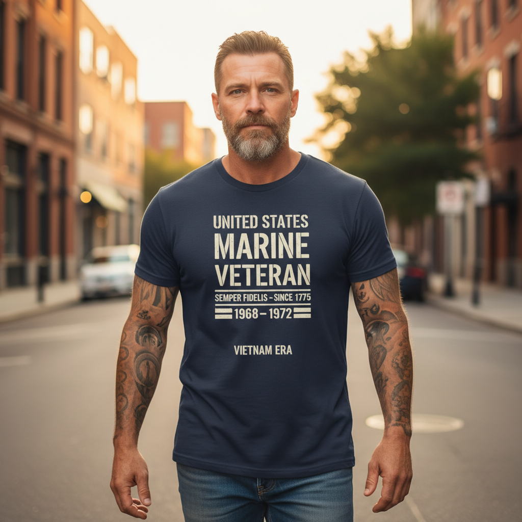 U.S. Marine Veteran T-Shirt - Vietnam Era 1968-1972 - Semper Fidelis Navy Tee