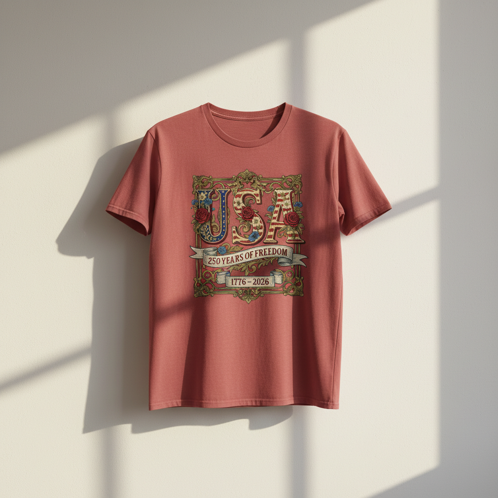 USA 250 – Floral Freedom Emblem T-Shirt