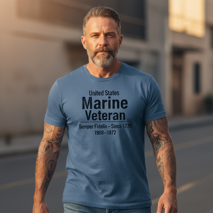 USMC Veteran Shirt 1968-1972 Service Era - Proud Marine Veteran Tee