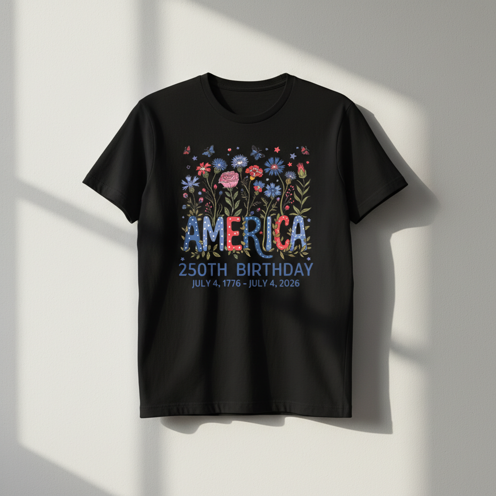America 250 – Floral Birthday Celebration T-Shirt