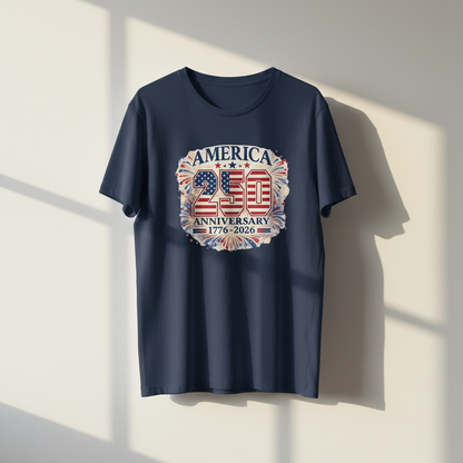 America 250 – Fireworks Anniversary Crest T-Shirt