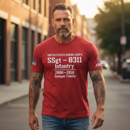 "Semper Fidelis" USMC SSgt 0311 Infantry Custom Combat Veteran Tee