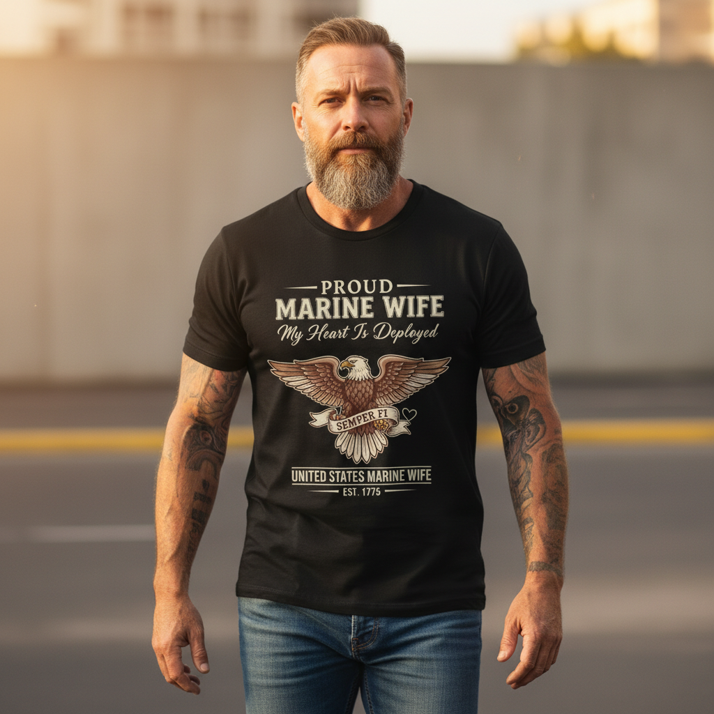 United States Marine Corps Wife Shirt - Semper Fi Eagle Graphic Tee