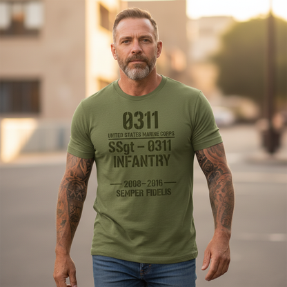 "Semper Fidelis" USMC 0311 Infantry SSgt Combat Veteran Tee