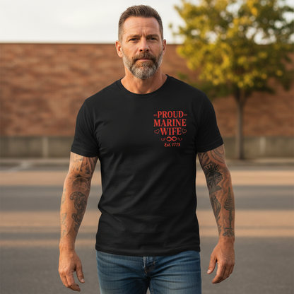 Proud Marine Wife "My Heart Is Deployed" Semper Fi Tee