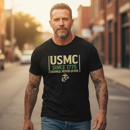 USMC "Earned Never Given" Heritage Emblem Tee