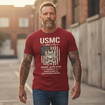 USMC "Death Before Dishonor" Bulldog Flag Tee