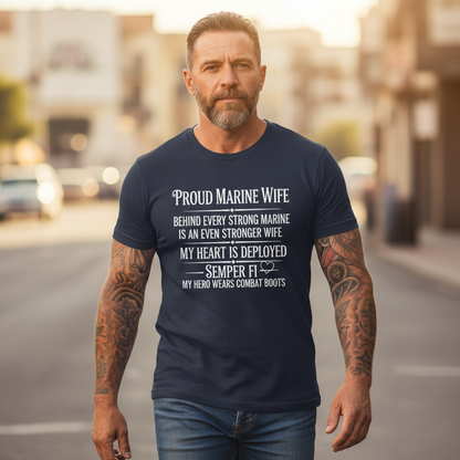 Proud Marine Wife T-Shirt - USMC Military Spouse Gift - Semper Fi Tee