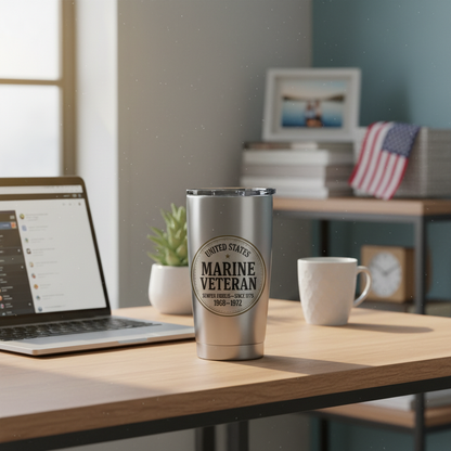 Personalized Marine Veteran Tumbler - Custom Service Years & Era Name