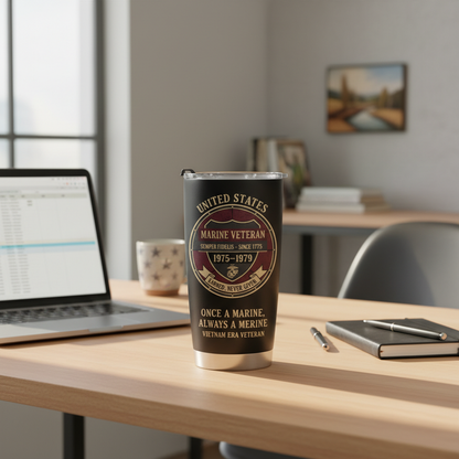 Custom Name USMC Marine Veteran Shield Tumbler - Personalized Service Years & Era
