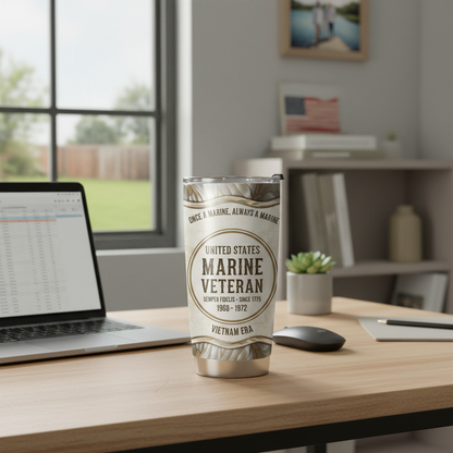 Custom Name United States Marine Veteran Tumbler - Personalized Service Years & Era