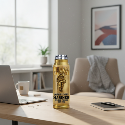 Personalized Gold Bullet USMC Veteran Tumbler - Custom Rank, Name & Military Unit