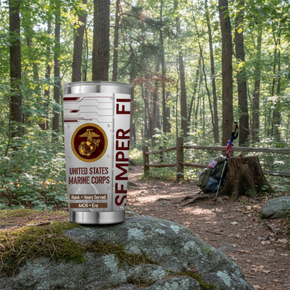 Custom Rank & MOS Marine Corps Tumbler - Personalized Name, Service Years & Era