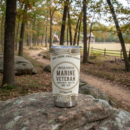 Custom Name United States Marine Veteran Tumbler - Personalized Service Years & Era