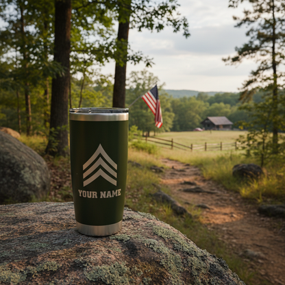 Custom Name & Rank USMC Semper Fidelis Tumbler - Personalized Marine Insignia Gift