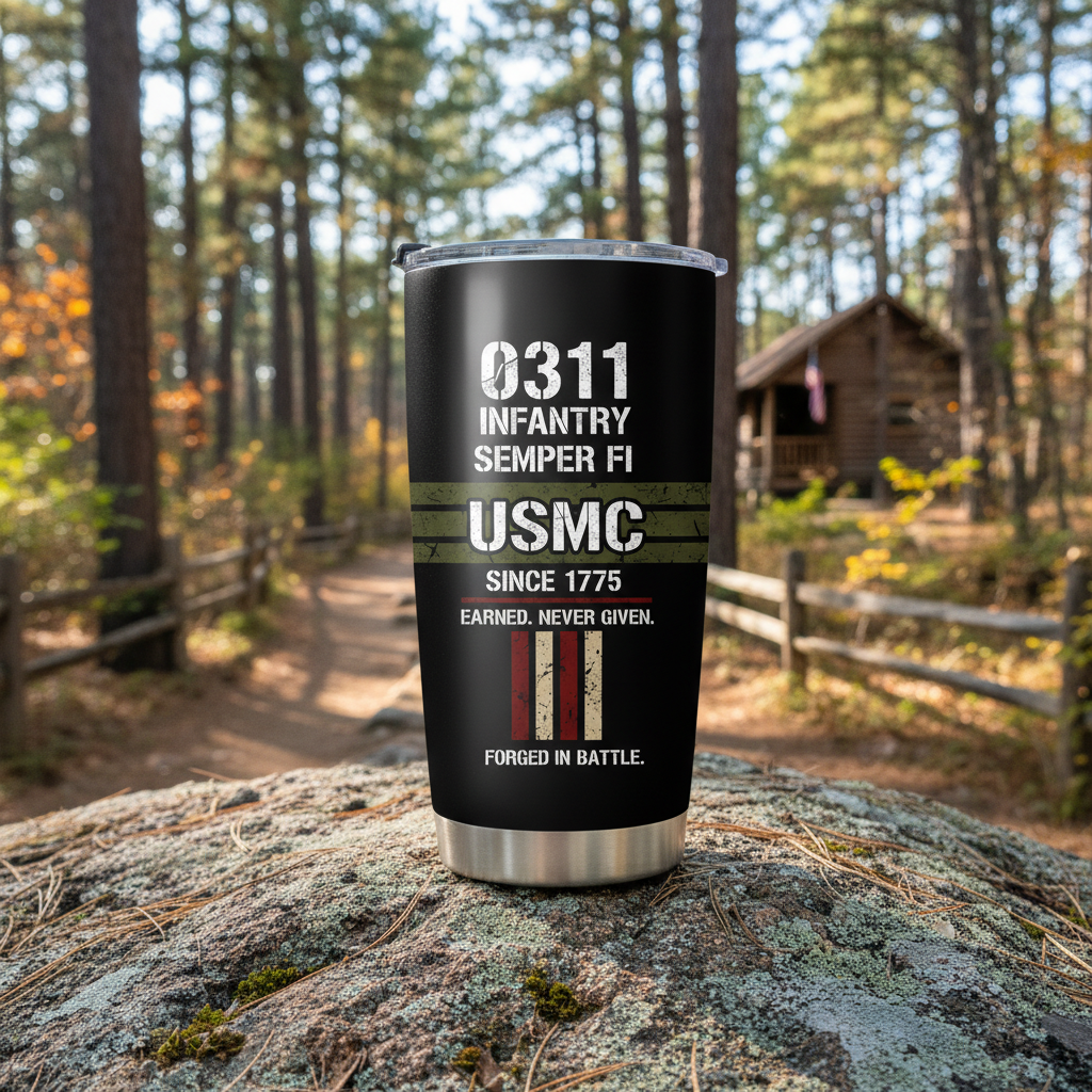 Personalized USMC 0311 Infantry Tumbler - Custom Rank & MOS Service Number