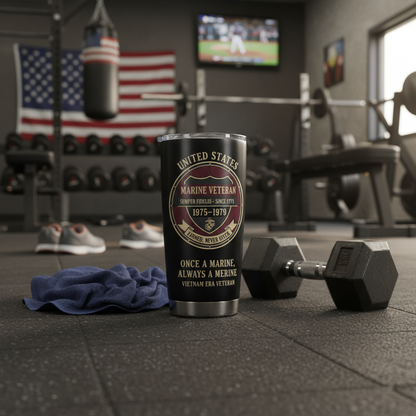 Custom Name USMC Marine Veteran Shield Tumbler - Personalized Service Years & Era
