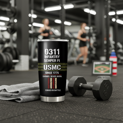 Personalized USMC 0311 Infantry Tumbler - Custom Rank & MOS Service Number