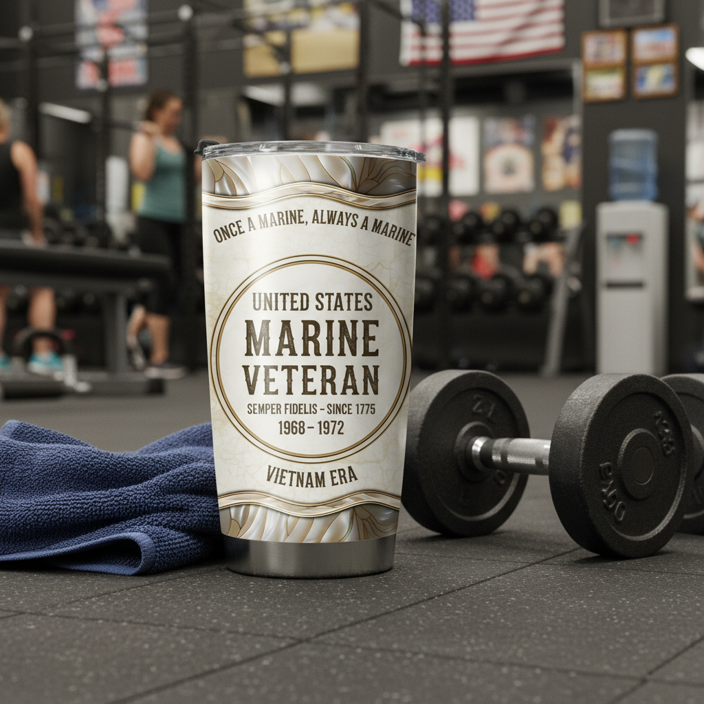 Custom Name United States Marine Veteran Tumbler - Personalized Service Years & Era